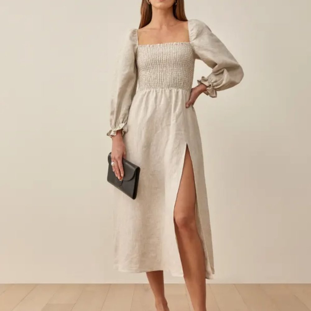 Reformation Cream Midi Dress